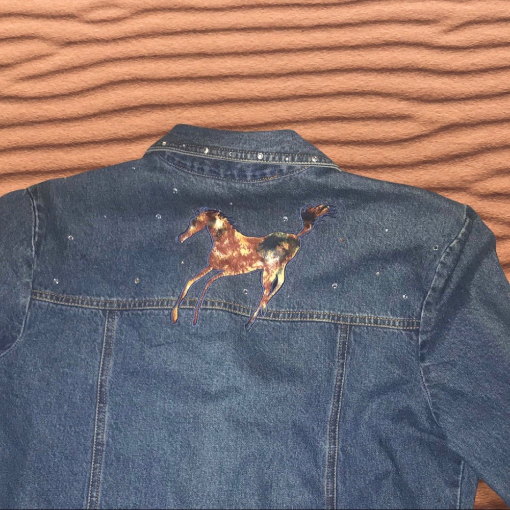 Vintage 90s denim horse cowgirl jacket M